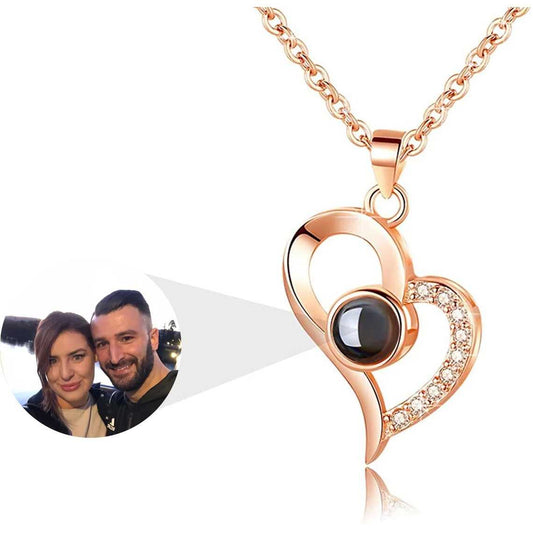 Personalised Photo Projection 925 Sterling Silver Heart Necklace